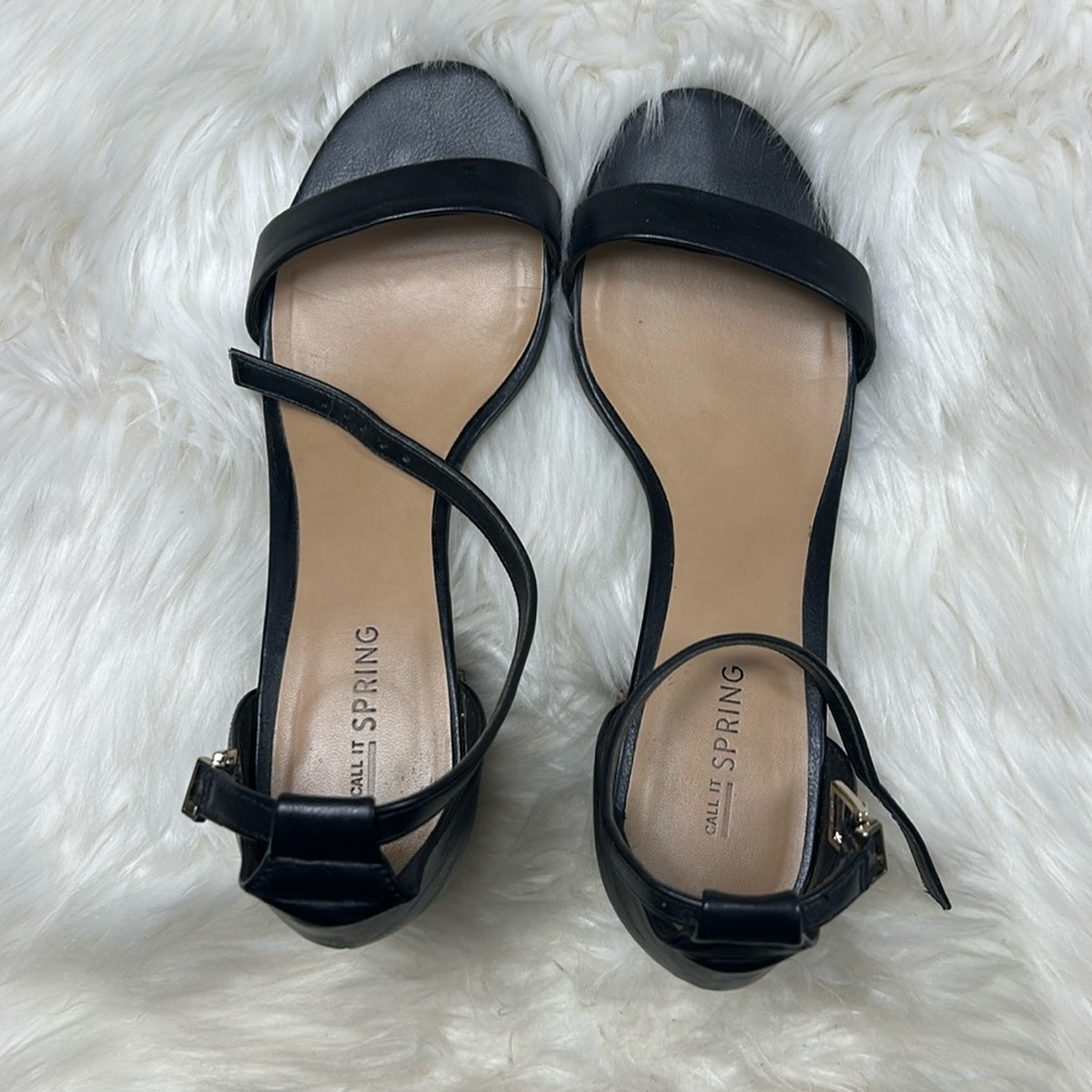 Call it Spring Black Open Toe Heels Size 8 - Picture 2 of 5